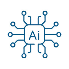 AI microchip icon with circuit connections in simple design  