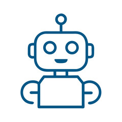 Obraz premium Simple line drawing of a friendly robot with a smiling face 