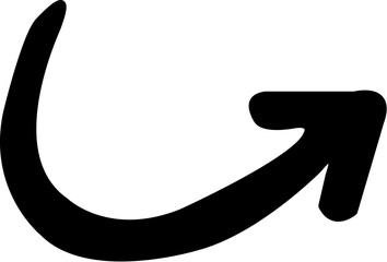 曲線上昇の黒矢印アイコン・右上を示す・柔らかいシンプルデザイン