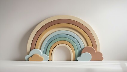 Obraz premium Pastel Rainbow Wooden Toy Arch