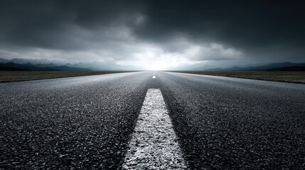 Conceptual photograph of a road leading toward a horizon, symbolizing new ideas and the future, innovative perspective