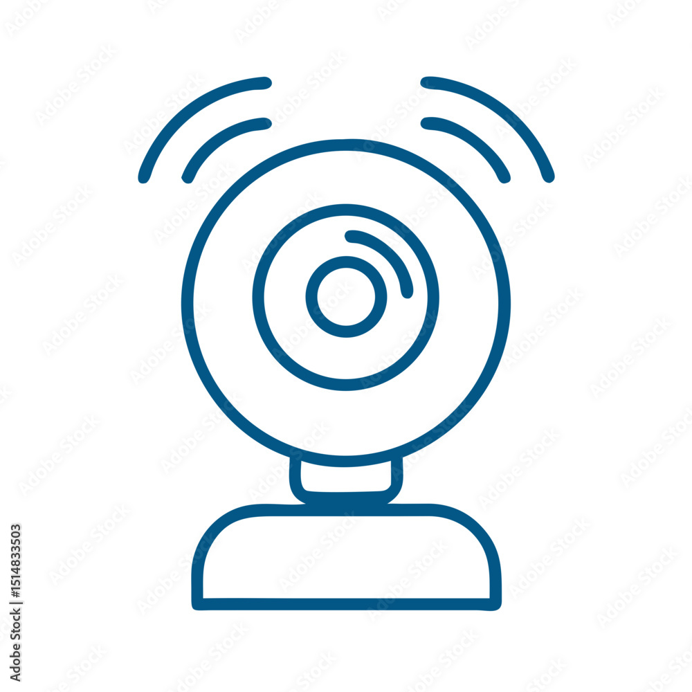 Poster webcam icon in simple line art style with waves indicating usage