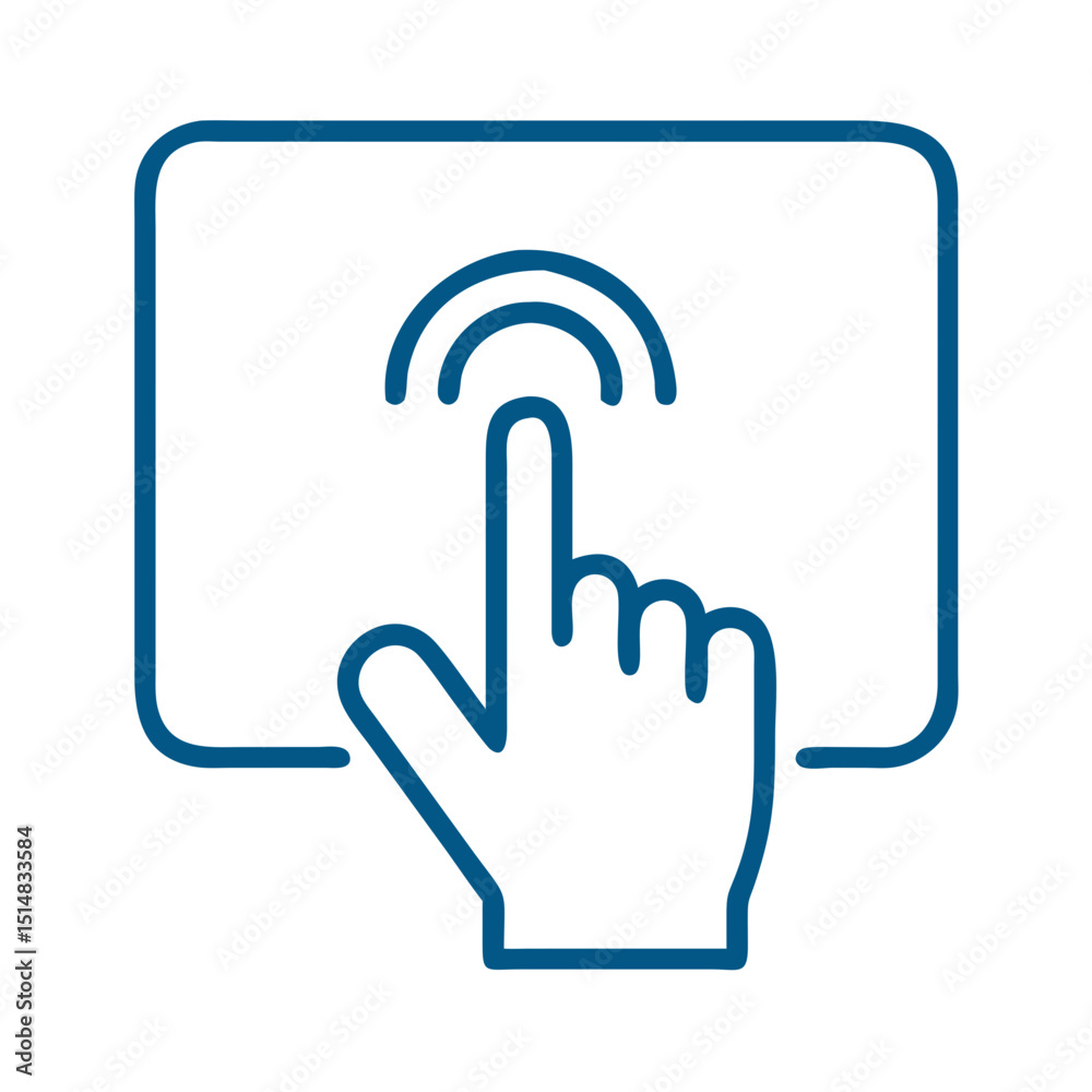 Poster hand touching touchscreen device with interactive interface