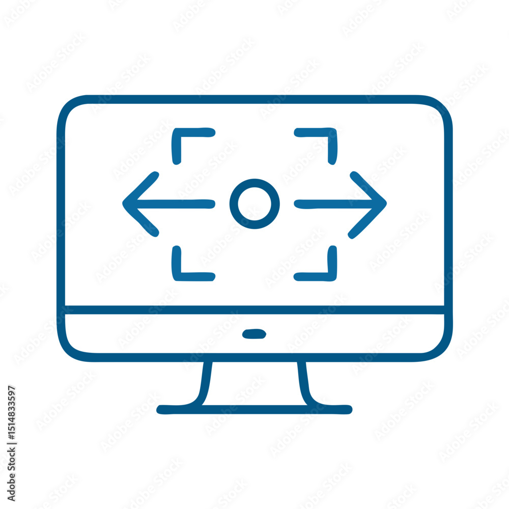 Poster computer screen displaying virtual interface with directional arrows