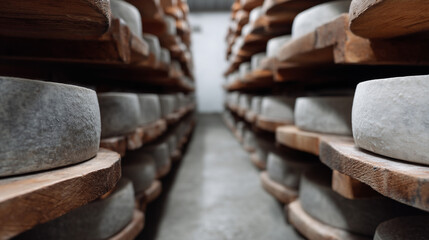 Fototapeta premium Cheese round pieces.