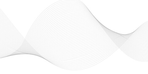 Abstract grey smooth element wavy modern curve lines on transparent background. Digital frequency track equalizer. Abstract frequency sound wave lines, twisted curve lines and technology background.	