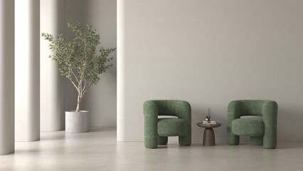 Modern style conceptual interior room 3d illustration