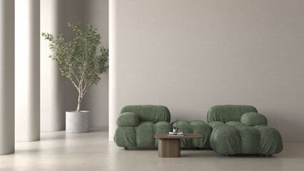 Modern style conceptual interior room 3d illustration