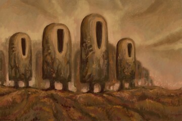 Alien creature, sketch - digital painting. The picture is painted by hand on a tablet.