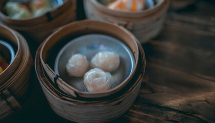 Delicious Har Gow Served in a Steamer