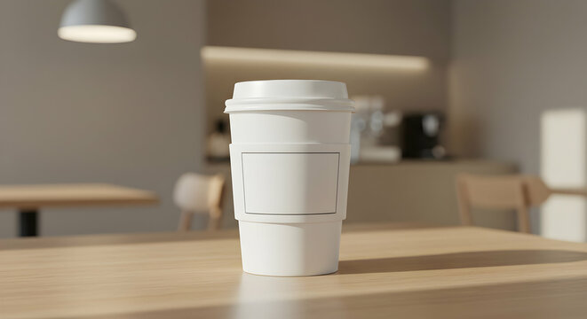 Blank white coffee cup mockup for branding design minimalist cafe takeaway beverage drink