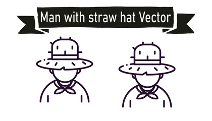 Man with straw hat vector 