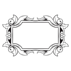 Illustration of vintage frame with floral ornament on a white backround