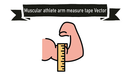 Muscular athlete arm measure tap vector 
