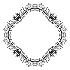 Oriental black and white vintage frame. Vector illusration