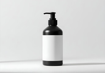 pump bottle black dispenser white label beauty skincare product cosmetic packaging
