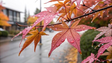 autumn foliage red leaves branch seasonal nature fall colors outdoor scene
