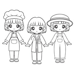 cute little kids with chef uniform and hat vector illustration graphic design