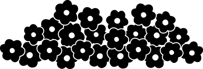 Flower cluster silhouette Isolated.
Garden flower group silhouette.
Transparent background.