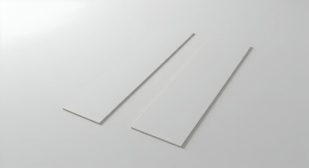 Two White Rectangular Acrylic Sheets on White Background Minimalist Design Element Mockup