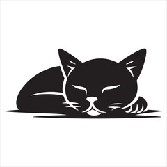 Obraz premium Realistic Cat Silhouette - The Charm of Everyday Feline Life , black colour vactor 