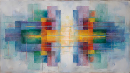 concept art for art therapy | emotional abstraction | inner resonance | ethereal pastels | musical symmetry | harmonic rectangles | chromatic vibration | non-objective painting | musical visual