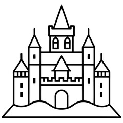Fototapeta premium Simple Castle Vector Illustration Icon Black and White Outline Style