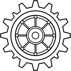 Obraz premium Gear Wheel Vector Icon Outline Style Engineering Element
