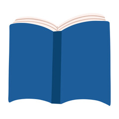 open book with blue cover on transparent background