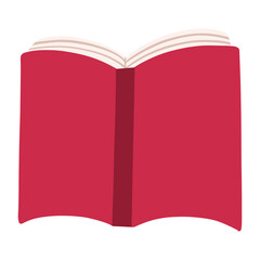 open book with red cover on transparent background