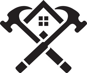 Simple line home service icon symbol logo design illustration