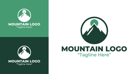 Minimalist Mountain Logo for Branding in Natural Green and White Colors