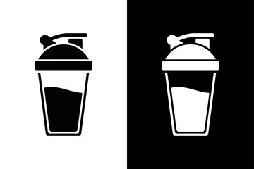 Protein Shaker Vector Icon Monochrome Silhouette for Supplement Labels.