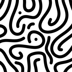 Abstract curvy lines seamless pattern. Simple vector background