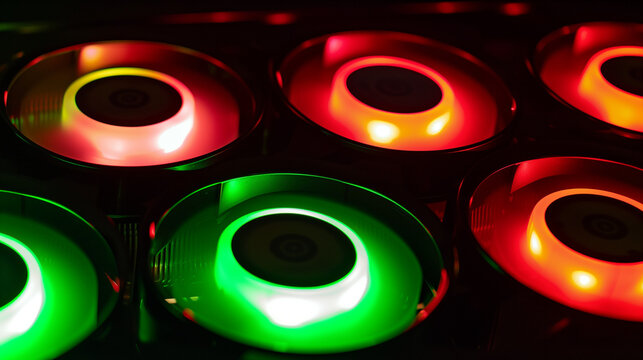 Sleek Custom Gaming PC Close-Up Showcasing Vibrant RGB Lighting Illuminating High-Performance Internal Components Including GPU, Cooler, and Motherboard in Modern Build.