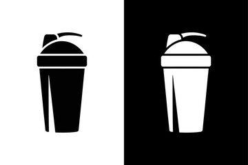 Minimalist Protein Shaker Icon – Black and White Vector for Gym Branding.