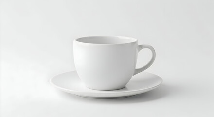 Fototapeta premium Simple Elegance White Tea Cup and Saucer Minimalist Design Perfect for Coffee or Tea