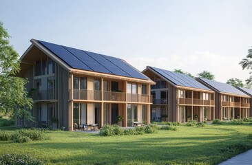 Fototapeta premium Green energy residential homes with contemporary design