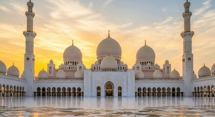 Obraz premium Magnificent Mosque Under the Sun Sky Scenery