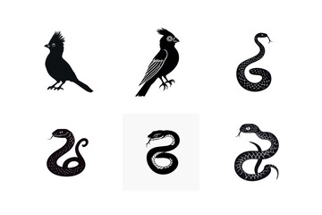 Obraz premium Silhouette illustrations of birds and snakes