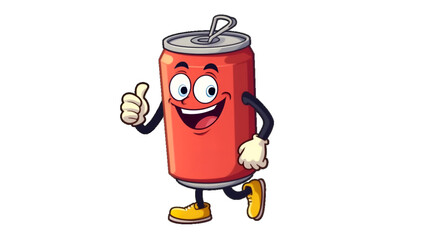International Beer Day, Vintage Soda Can Cartoon Mascot Character, Isolate On Transparent Background Cut Out, National Beer Day Concept, Photo Illustration Image Picture 