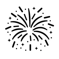 Hand drawn firework explosion in celebratory comic style with scattered stars for festive decoration
