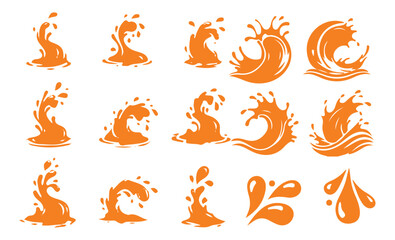 Obraz premium Color splash silhouette vector. Water splash icon. Liquid droplet, splash, raindrop design element. Vector illustration eps 10