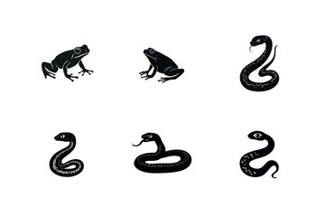 Obraz premium Silhouette illustrations of frogs and snakes