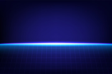 Abstract technology Horizontal Neon Laser lines of light and rectangle grid