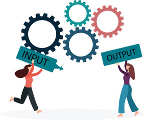 Algorithm data input and output process visualization.flat characters.