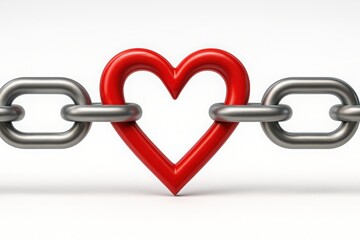 Obraz premium A symbol of connected love romantic affection loyalty and commitment illustrated by a red heart and metal chains