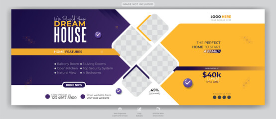 Real estate house property facebook cover banner template
