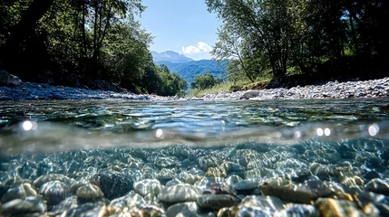 Gardinen Clear Stream Winding Through a Sunlit Forest © Dadang