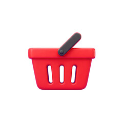 Fototapeta premium A Red Shopping Basket Icon on a Black Background Representing eCommerce and Retail Shopping Experiences